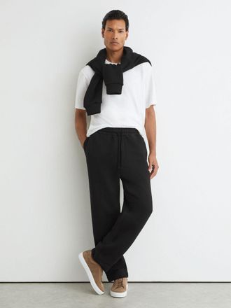 Reiss Black Cotton Heavyweight Straight-leg Joggers, 2XL