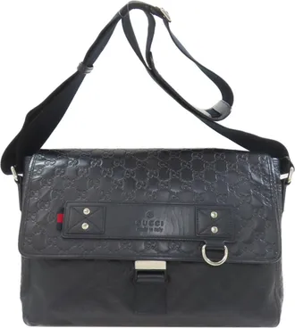 Gucci Dark Navy Leather Shoulder Bag (Pre-Owned)