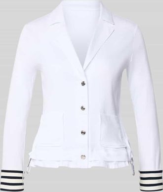 Marc Cain Blazer mit gerippten &Auml;rmelabschl&uuml;ssen und Reverskragen in Weiss, Gr&ouml;&szlig;e 34