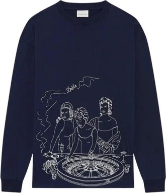 Dr&ocirc;le de Monsieur Casino Scene Long Sleeve T-shirt - Heren - Tops - Blauw - Maat: L Katoen