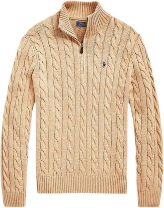 Polo Ralph Lauren Maglione a trecce con mezza zip - - Sweatshirts & Hoodies - Uomo - Beige - M