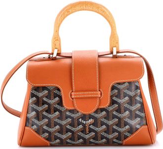 Goyard Saigon Top Handle Bag Coated Canvas with Leather Mini