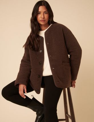 Nobody's Child Brown Reversible Borg Qulited Jacket