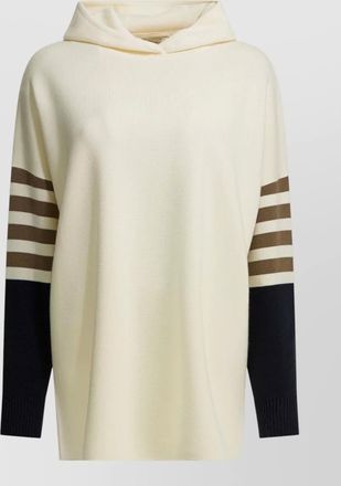 Max Mara virgin wool sweater hood striped sleeves