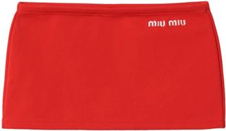 Miu Miu embroidered-logo mini skirt - women - Nylon - 40