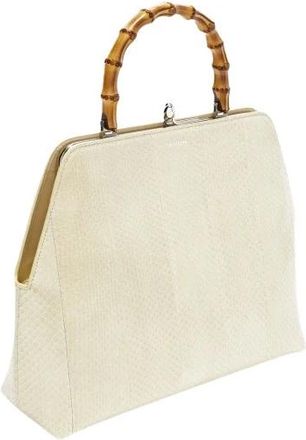Jil Sander Regenboogslang en Bamboe Handtas - Dames - Handtassen - Beige - ONE Size - Bamboe - Tassen
