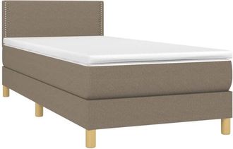 vidaXL Cama Box Spring Con Colch&oacute;n Led Tela Gris Taupe 90x200 Cm Vidaxl