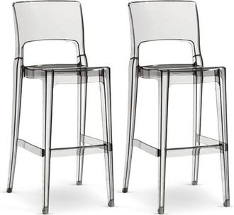 Scab Set 2 Taburetes Isy Antishock Scab Design Policarbonato Transparente Altura 74cm