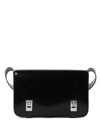 Ferragamo patent-leather clasp shoulder bag - 163 BLACK
