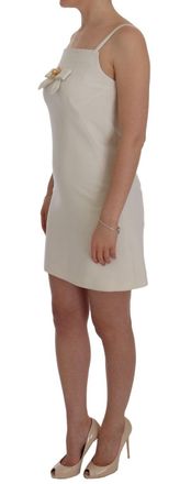 Dolce & Gabbana Womens White Wool Stretch Brooch Shift Dress