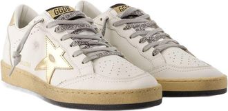 Golden Goose Womens Ballstar Sneakers - Golden Goose Leather White Ivory Calfskin Shoes