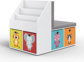 Vicco Estanter&iacute;a Infantil Onix, Blanco, 97.1 X 78.4 Cm Con 6 Cajas Plegables Opc.1