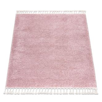 RugsX Rugsx - Alfombra Berber Cuadrado 9000 Rosado Franjas Bereber Marroqu&iacute; Shaggy Pink 120x120 Cm