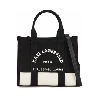 Karl Lagerfeld Tassen, Dames, Zwart, ONE Size, Katoen, Square Tote