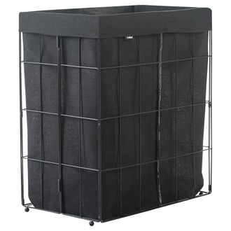 Beliani Cesto Para La Ropa Sucia Plegable Estructura De Metal Forro De Tela Hecho A Mano Cuarto De Ba&ntilde;o 100l Negro Culpina