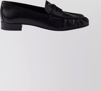 Prada round toe loafers ruched detailing