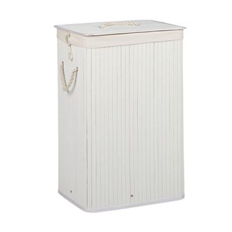 Relaxdays Juego De 2 Cestas De Ropa, Sistema De Separaci&oacute;n De Bamb&uacute;, Cestas Con Bolsa Extra&iacute;ble, 83 L Cada Una, Negro Y Blanco