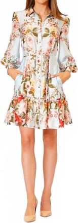 Julia Jordan Printed Shirt Dress In Blue Multi