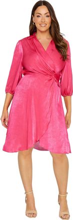 M&Co Womens Satin Wrap Dress - Womens Pink