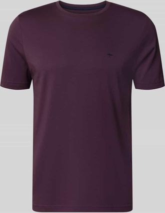 Fynch-Hatton Fynch-Hatton T-Shirt mit Rundhalsausschnitt und Label-Stitching in Aubergine, Gr&ouml;&szlig;e 3XL