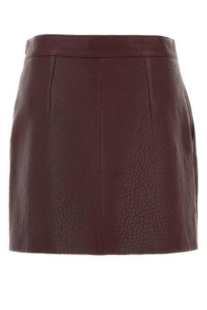 Chlo&eacute; Womens Grape Leather Mini Skirt Bordeaux Exterior: Lamb Lining: Cupro Gonne