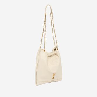 Saint Laurent Womens Shoulder Bag Jamie Pochon Cream Lamb Leather
