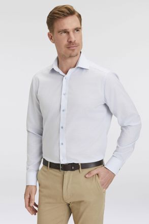 Olymp Langarmhemd OLYMP Luxor modern fit, Herren, Gr. 37, N-Gr, blau (rauchblau), Obermaterial: 100% Baumwolle, 2-Knopf-Manschette, Hemden Langarmhemd