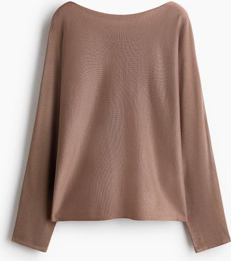 H&M Pullover mit U-Boot-Ausschnitt - Dunkelbeige