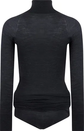 Alaia Womens Long-Sleeve Wool Body Black Tops Top