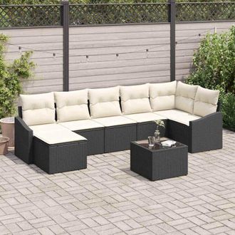 vidaXL Conjunto De Sof&aacute; De Jard&iacute;n 8 Pcs Negro Polirat&aacute;n Vidaxl