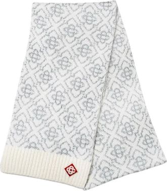 Casablanca Sciarpa Monogramma - unisex - Wintersjaals - Wit - ONE Size - Accessoires