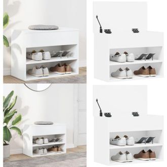 vidaXL Panca Portascarpe Bianca 60x30x45cm in Truciolato - Scarpiera - Truciolato