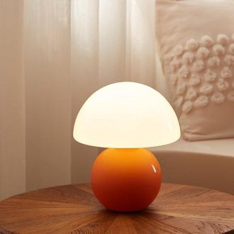 OEM 1 L&aacute;mpara De Cer&aacute;mica Con Forma De Seta, 19&times;12&times;21cm, L&aacute;mpara Mesa Dormitorio, Mini L&aacute;mpara Adorable, L&aacute;mpara Moderna Forma Seta, Naranja, Blanco