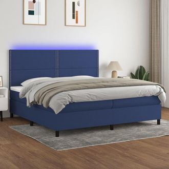 vidaXL Vidaxl - Cama Box Spring Colch&oacute;n Y Luces Led Tela Azul 200x200 Cm