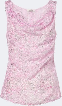 Jacques Wei Top drapeado con flecos