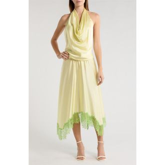 Staud Elira Cowl Halter Neck Midi Dress in Key Limes at Nordstrom, Size X-Small