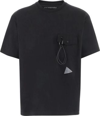 And Wander T-shirt in cotone con logo - - Tops - Uomo - Nero - XL