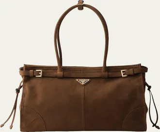 Prada Bonnie Large Nubuck Leather Shoulder Bag