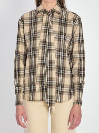Saint Laurent Cassandre Lavalli&egrave;re Shirt in Katoen Tartan
