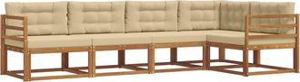 vidaXL Conjunto De Sof&aacute;s De Exterior 5 Uds. Natural Y Beige Vidaxl