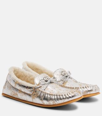Gucci Bonnie Double G metallic leather loafers