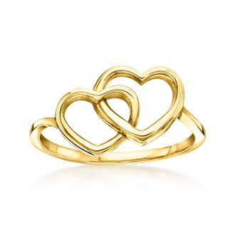 Ross-Simons Italian 14kt Yellow Gold Interlocking-Heart Ring