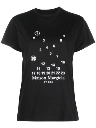 Maison Margiela numbers-motif cotton T-shirt - women - Cotton - S - Black