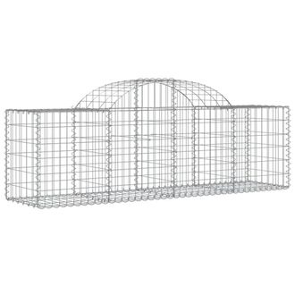 Berkfield Home Decorative Arched Gabion Baskets 4 pcs 200x50x60/80 cm Galvanised Iron in Silver