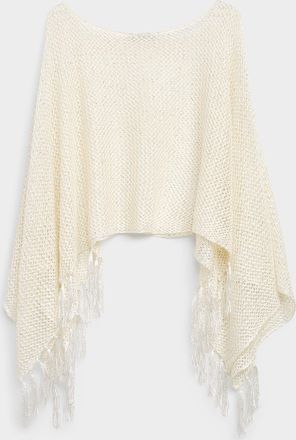 Simons Womens Shimmery openwork fringed poncho