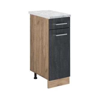 Vicco Armario De Cocina Con Caj&oacute;n R-line, Hormig&oacute;n Negro, 30 Cm Et M&aacute;rmol