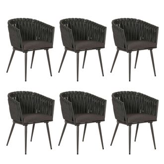 Hhg [nunca Usado] Juego De 6 Silla De Comedor De Aluminio Hhg-418, Reposabrazos De Silla De Interior, Tejido De Cuerda De Olefina Cuerda, Antracita Coj&iacute;n 