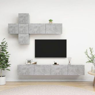 vidaXL 7 Piece TV Cabinet Set Concrete Grey Engineered Wood vidaXL
