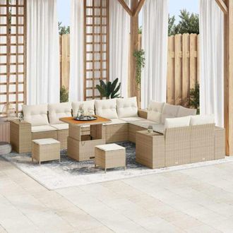 vidaXL Conjunto De Sof&aacute; De Jard&iacute;n 13 Pcs Beige, Crema 80 X 80 X 71 Cm Vidaxl