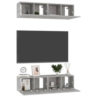 Berkfield Home TV Cabinets 4 pcs Concrete Grey 60x30x30 cm Engineered Wood | Size: 60 x 30 x 30 cm